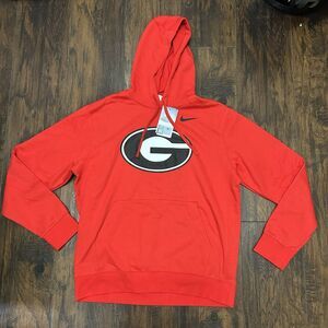 Nike Georgia Bulldogs Hoodie Mens Medium Red On Field Pullover Drawstring NWT